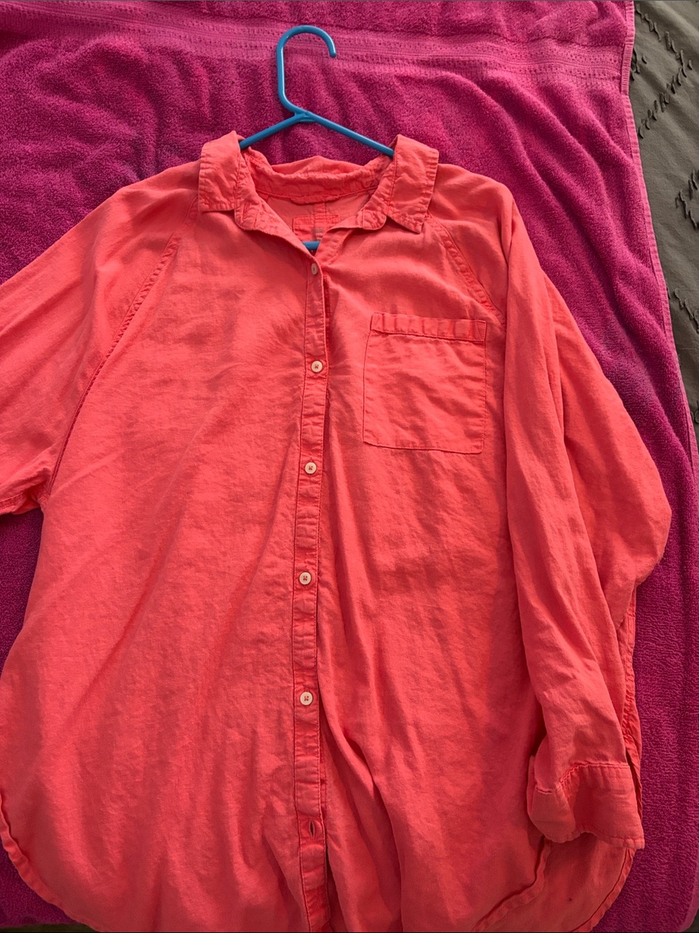 aerie Coral Button-Down Casual Shirt